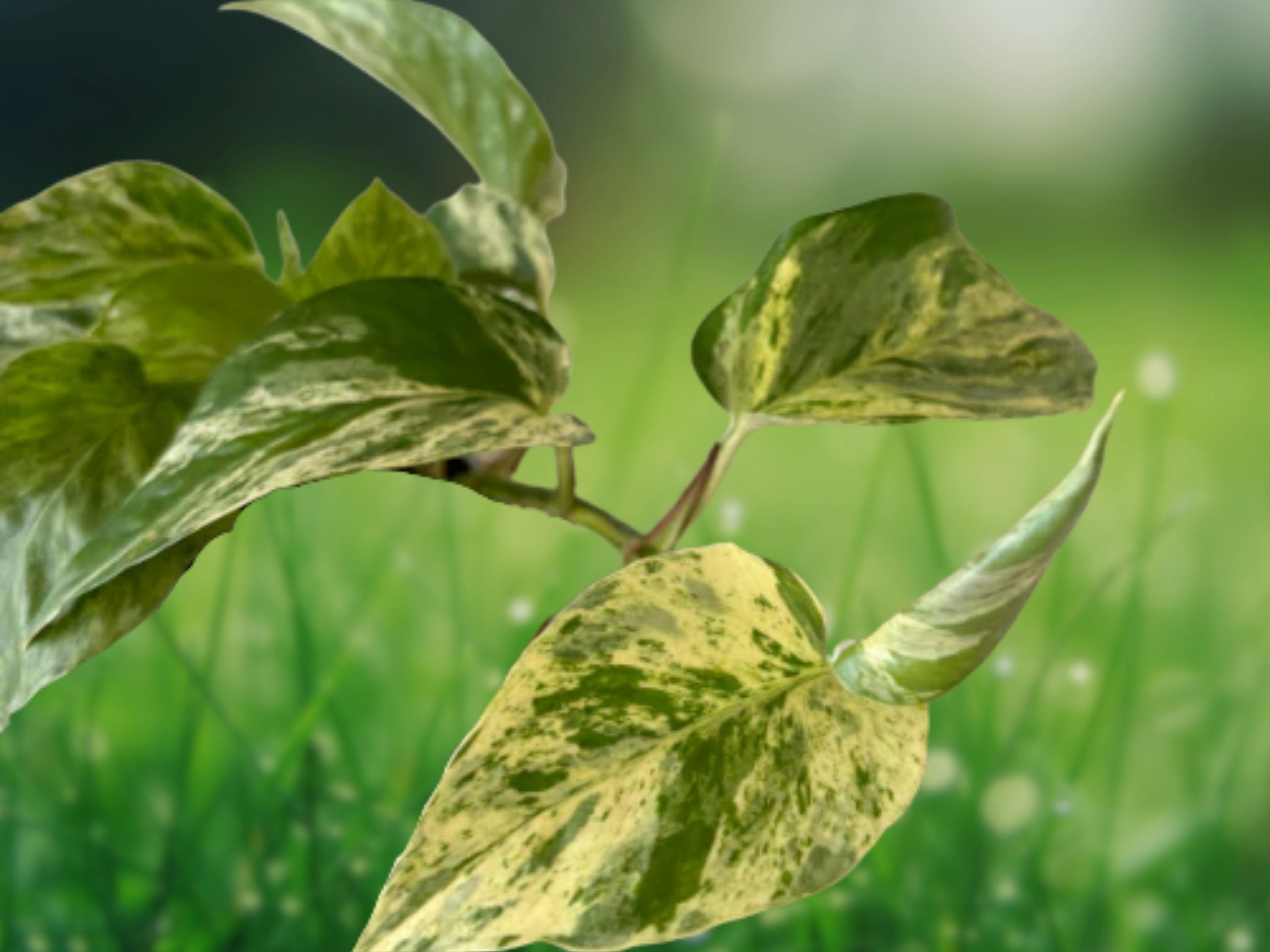 1 Live Plant Variegated Albo Pothos Rooted Epipremnum pinnatum 4" Pot