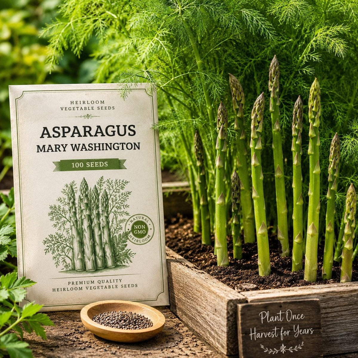 Mary Washington Asparagus Seeds – Heirloom Vegetable Garden Plant (100 Seeds)