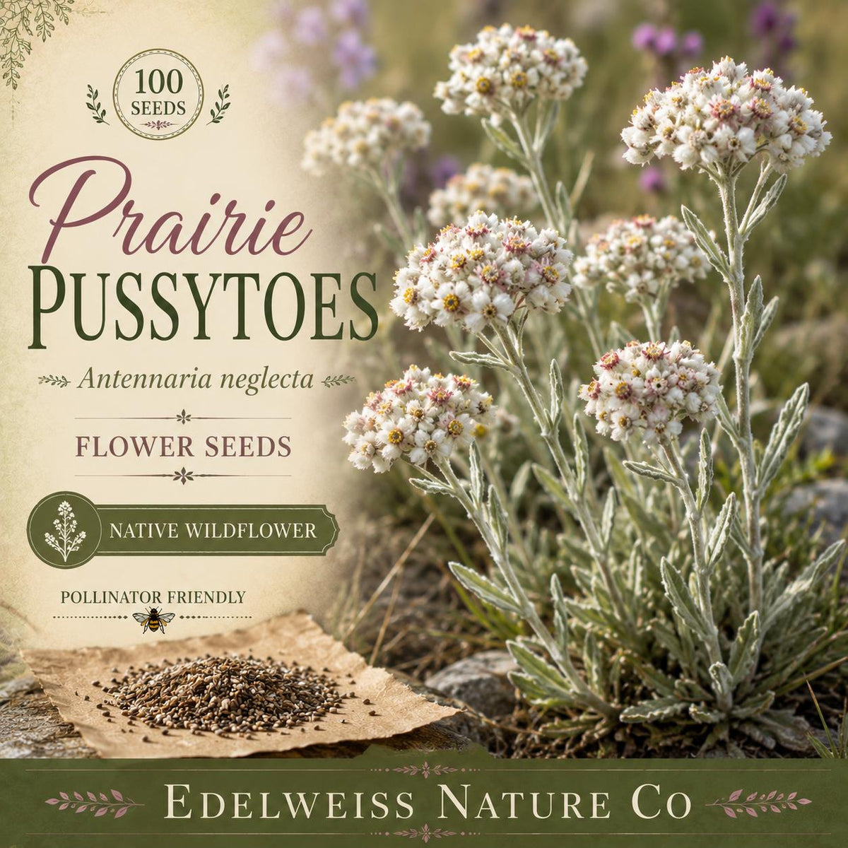 Antennaria neglecta 100 Seeds – Prairie Pussytoes Native Ground Cover