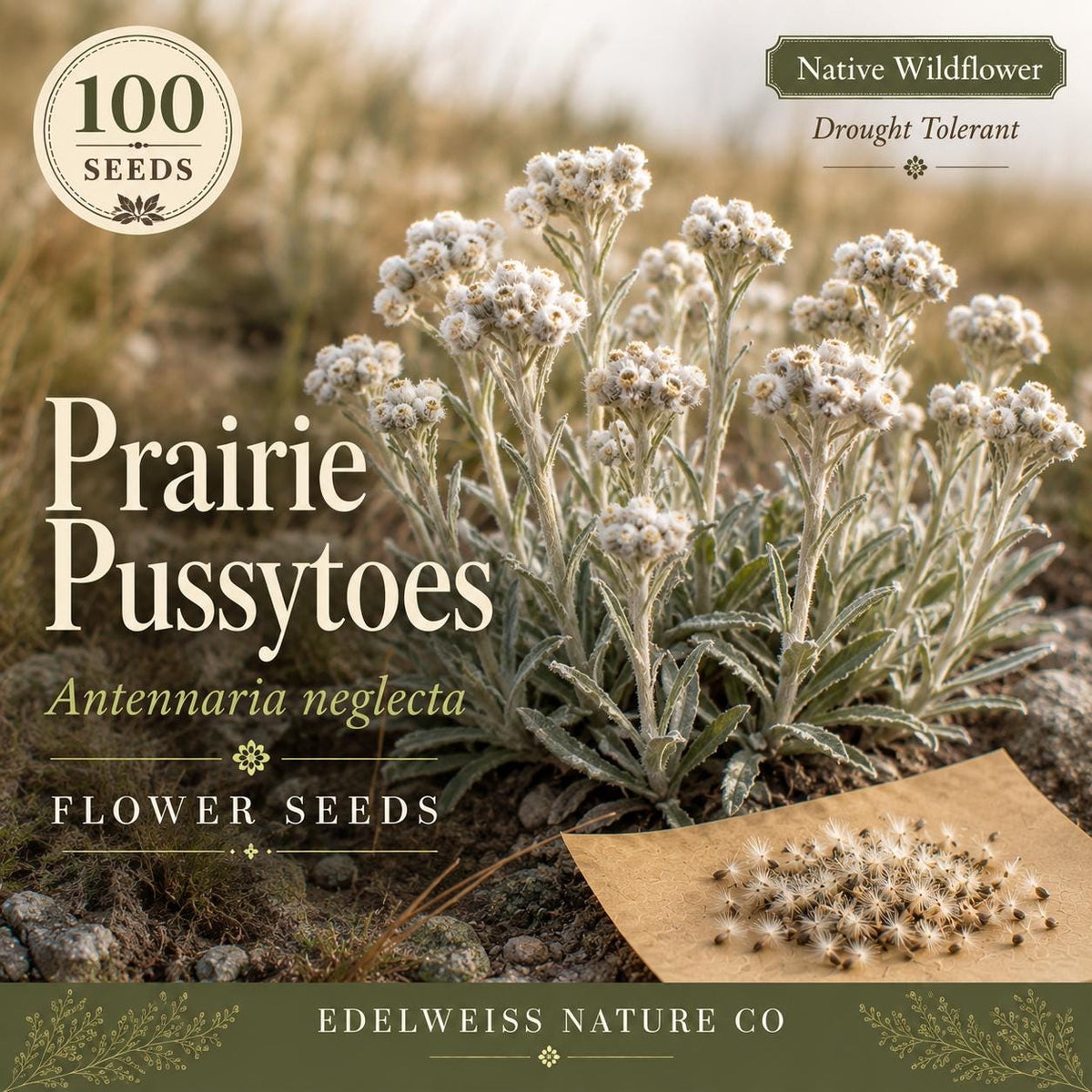 Antennaria Neglecta Seeds – 100 Prairie Pussytoes Native Groundcover Wildflower