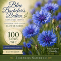 100 Blue Bachelor's Button Seeds – Heirloom Non-GMO Centaurea cyanus Cornflower for Pollinator Gardens