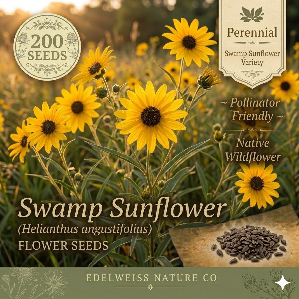 Swamp Sunflower Seeds – 200 Helianthus Angustifolius Native Perennial Seeds