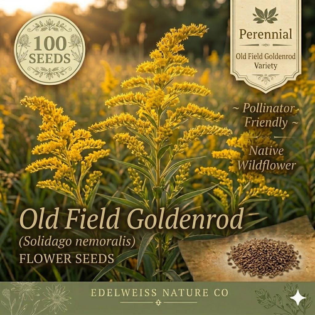 Old Field Goldenrod Seeds – 100 Solidago Nemoralis Native Wildflower Seeds