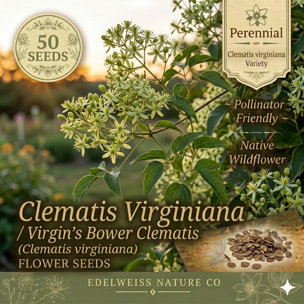 Virgin's Bower Clematis Seeds – 50 Native Vine Seeds for Planting
