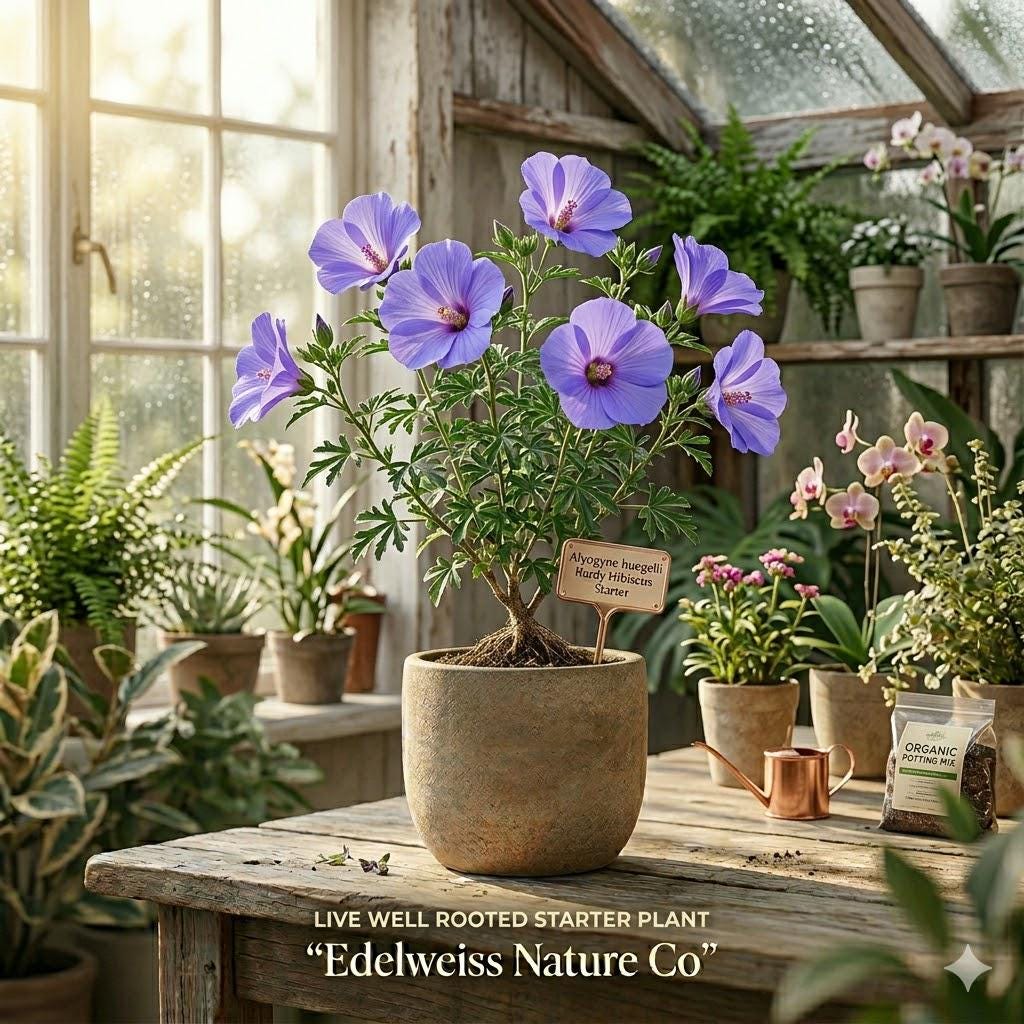 Blue Hibiscus Starter Plant | Alyogyne huegelii Australian Ornamental Shrub Live Plant