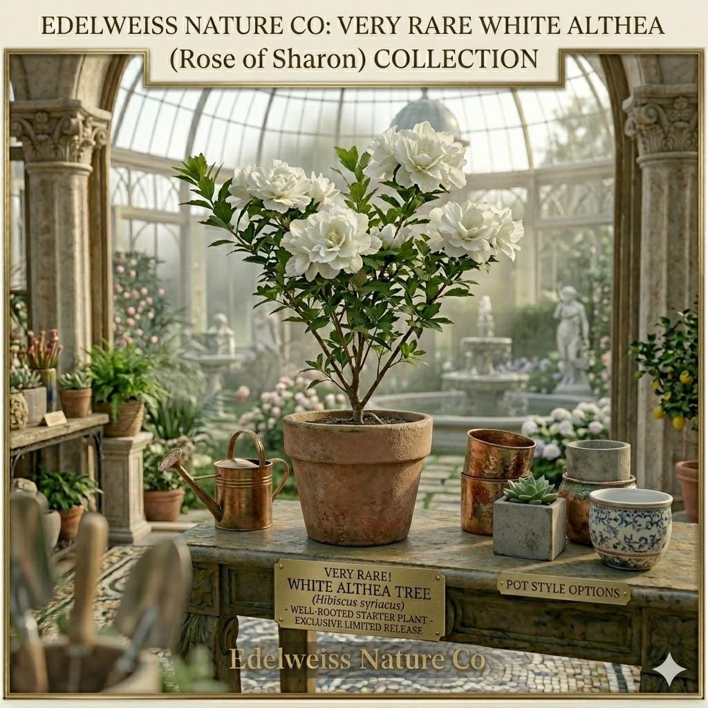 1 White Althea Rose of Sharon Hibiscus Plant | 12-24" Bare Root Flowering Shrub