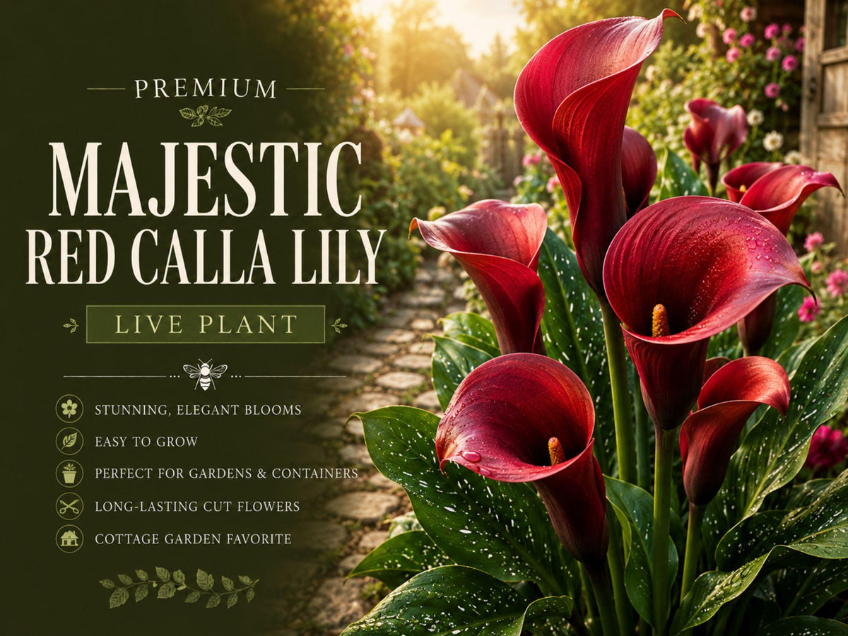 Majestic Red Calla Lily 3 Rhizomes - Zantedeschia Flower Bulbs