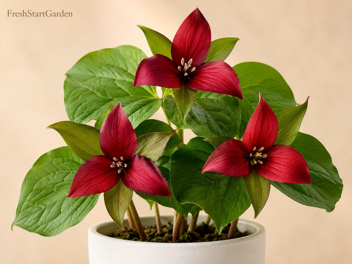 5 Red Trillium Bare Root Plants - Trillium erectum Native Woodland Wildflower Shade Perennial