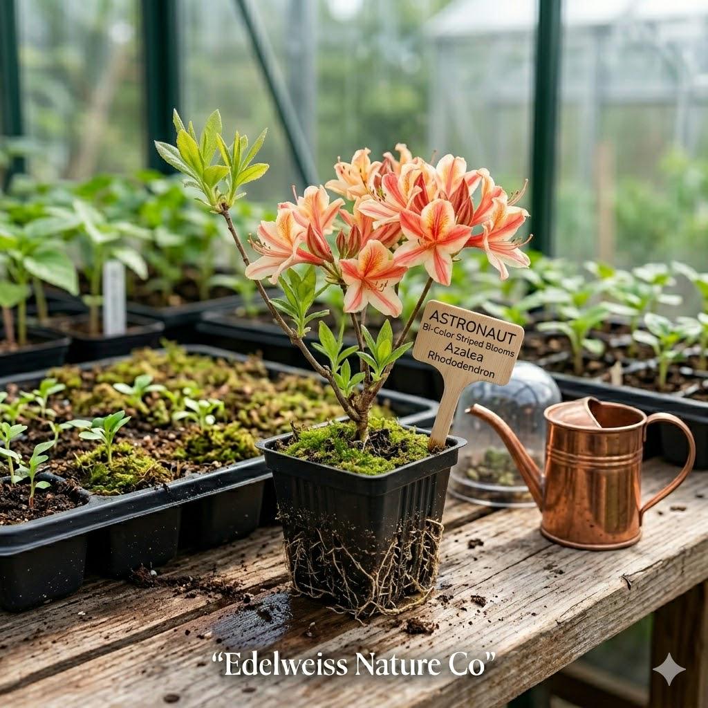 1 Astronaut Azalea Rhododendron Starter Plant | Bi-Color Striped Bloom Deciduous Flowering Shrub