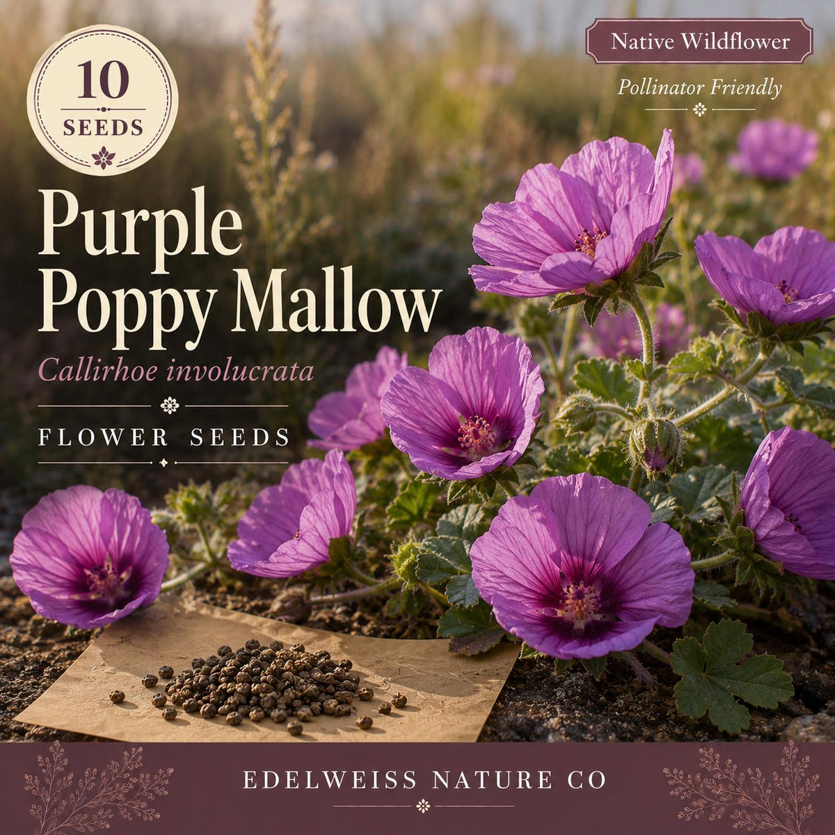 Callirhoe Involucrata Seeds – 10 Purple Poppy Mallow Winecup Flower Seeds