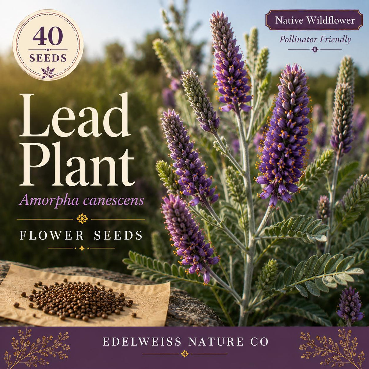 Amorpha Canescens Seeds – 40 Lead Plant Native Prairie Shrub Seeds