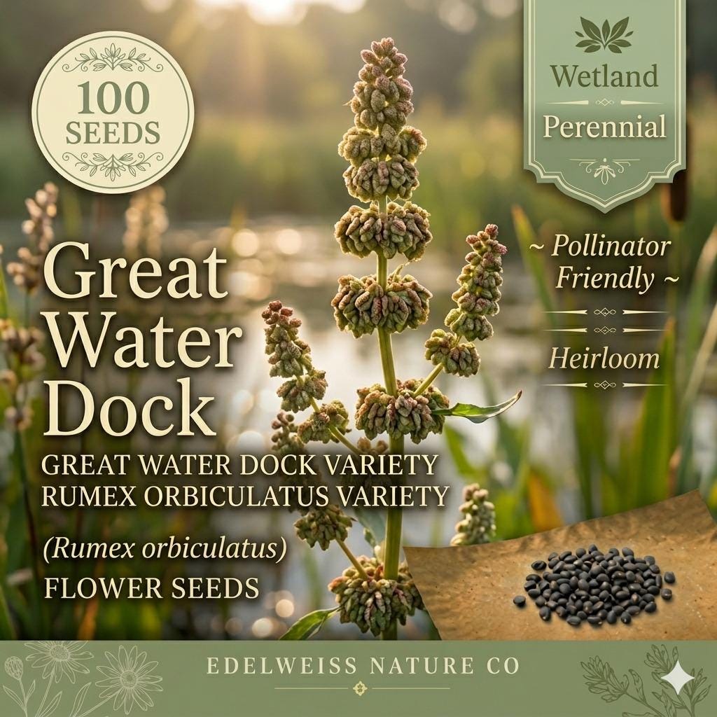 Rumex Orbiculatus Seeds – Water Dock Native Wetland Perennial – 100 Seeds