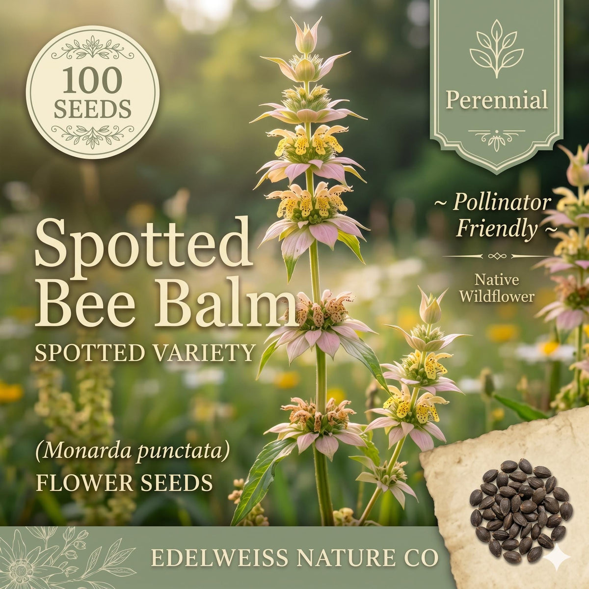 Monarda Punctata Seeds – 100 Spotted Bee Balm Native Wildflower for Pollinators