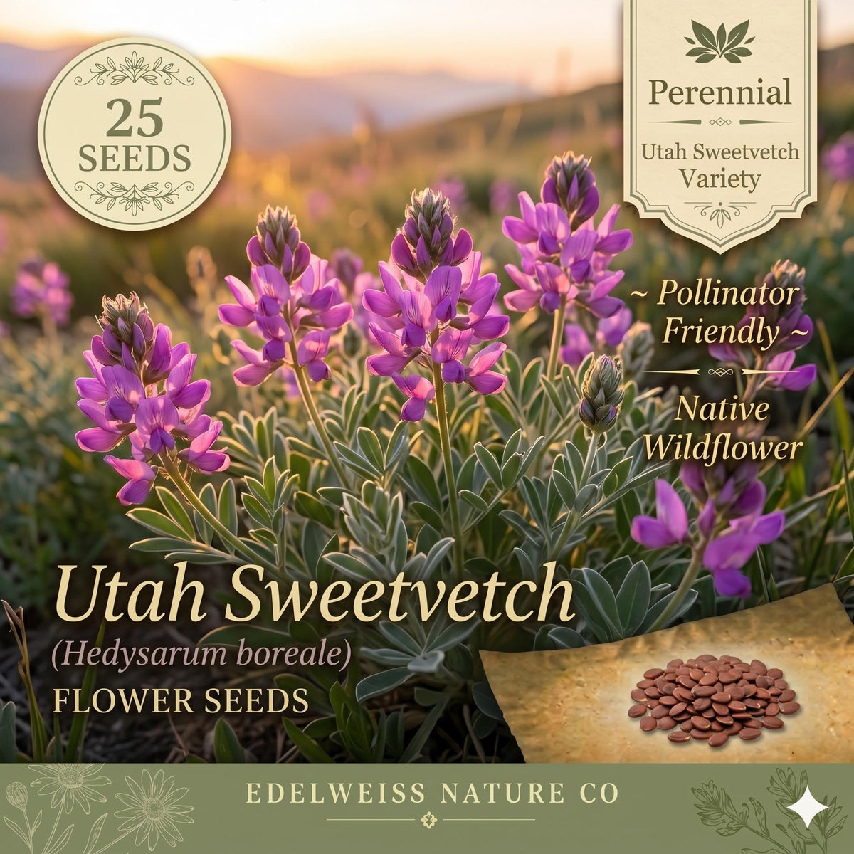 Hedysarum Boreale Seeds – 25 Utah Sweetvetch Native Pink Prairie Legume