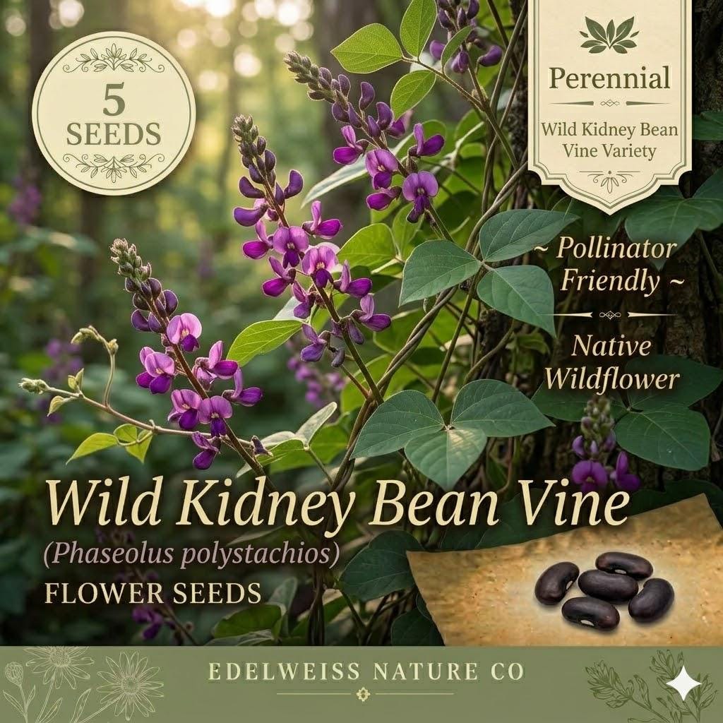 Wild Kidney Bean Seeds – 5 Phaseolus Polystachios Native Vine Seeds