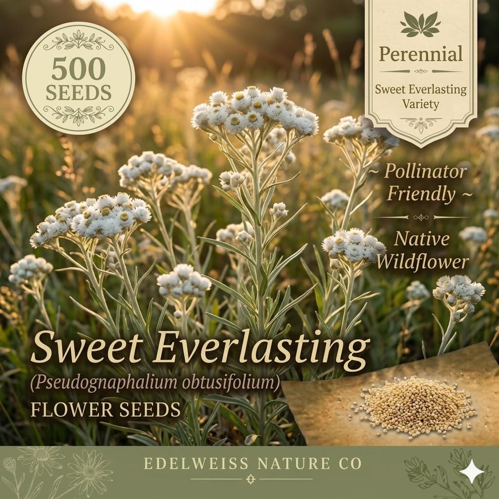 Sweet Everlasting Seeds – 500 Pseudognaphalium Wildflower Seeds