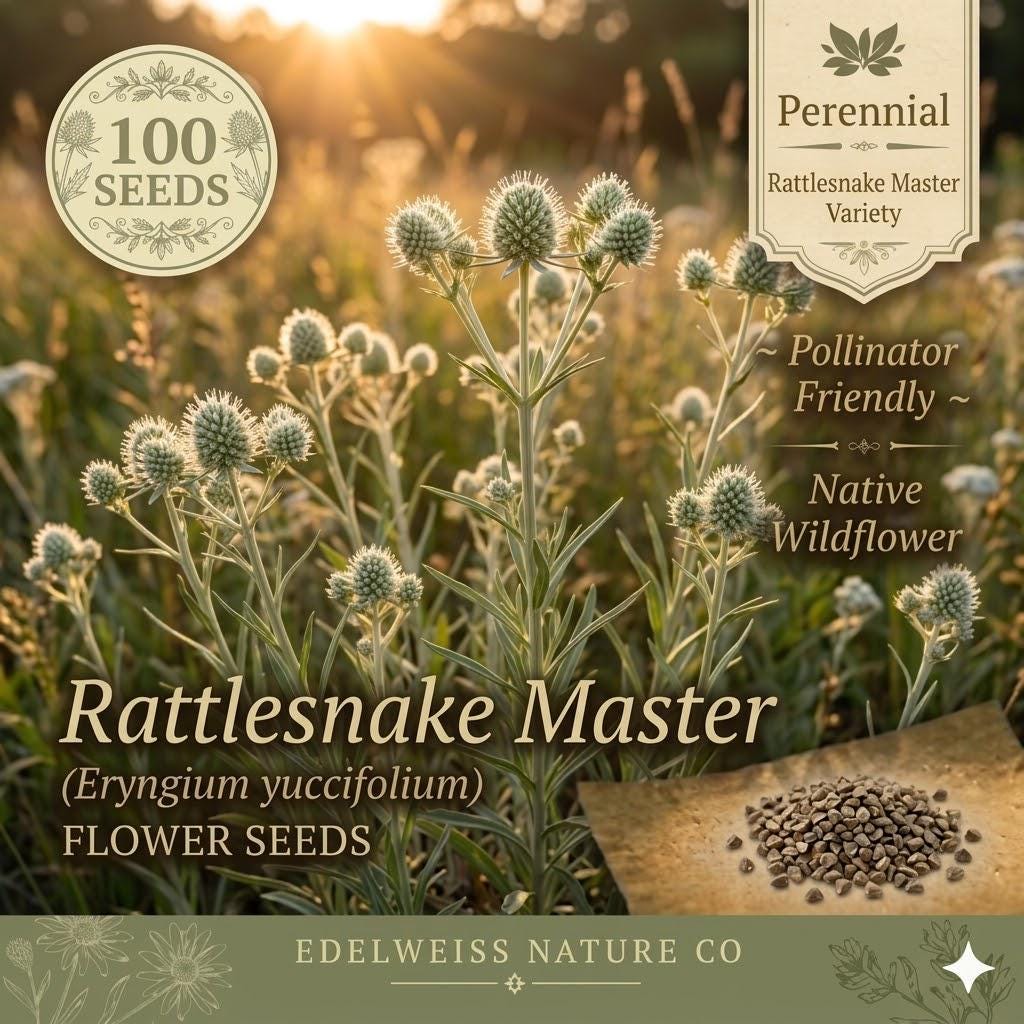 Rattlesnake Master Seeds – 100 Eryngium yuccifolium Native Wildflower Seeds