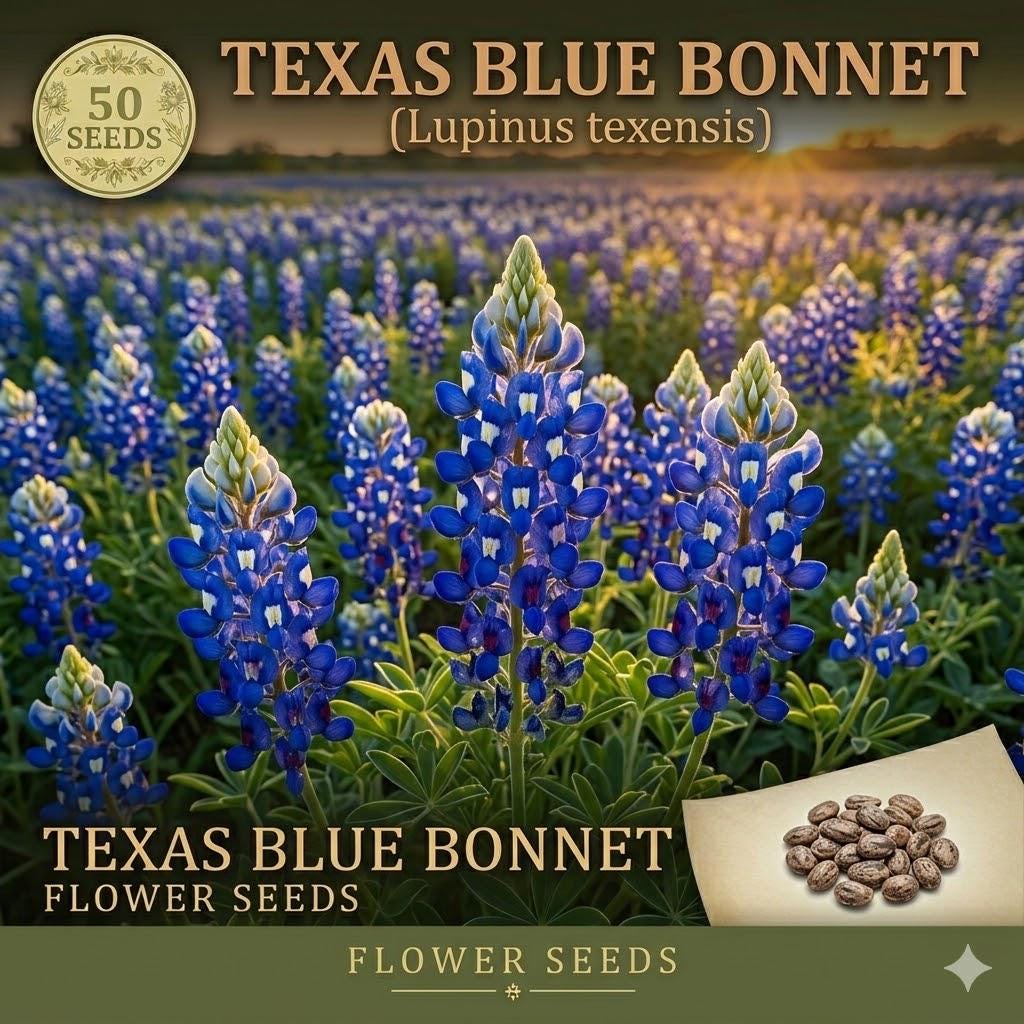 Texas Bluebonnet Seeds – 50 Lupinus Texensis Wildflower Seeds