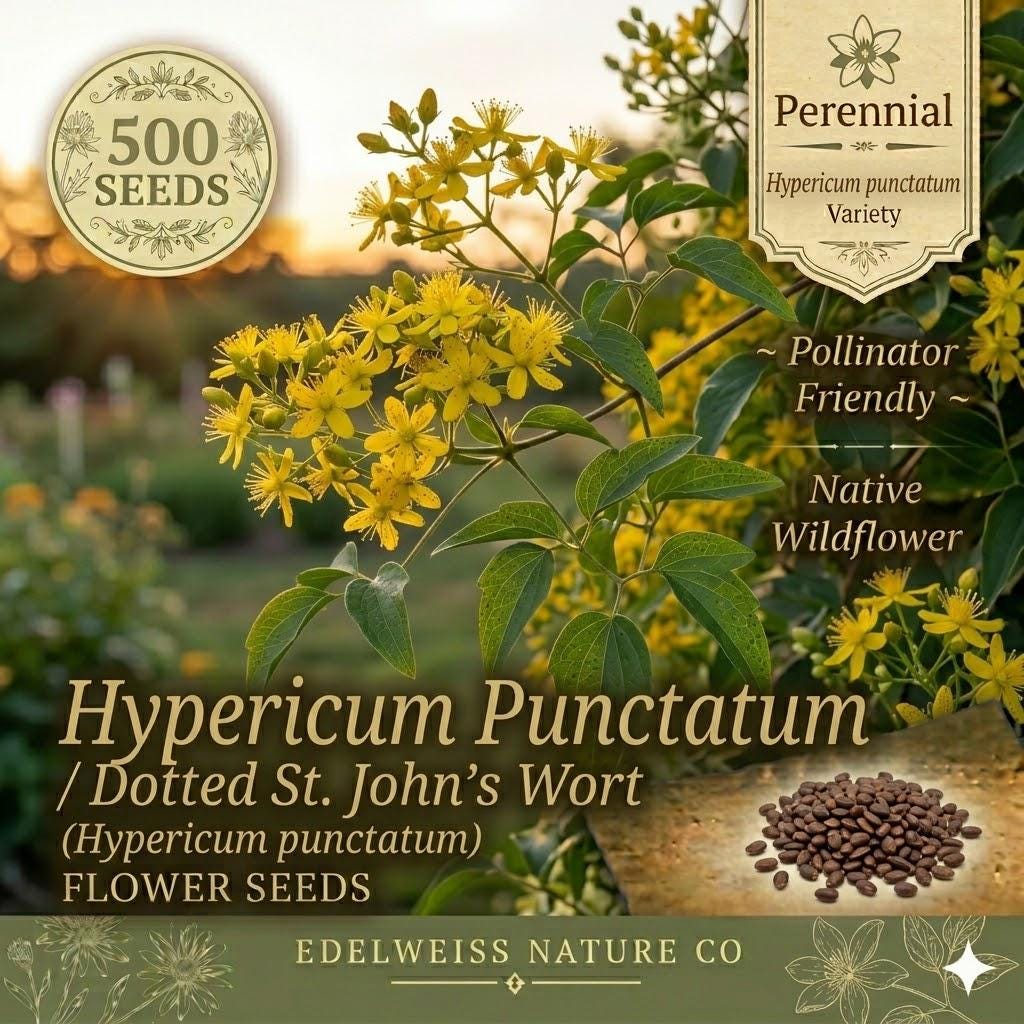 Dotted St. Johns Wort Seeds – 500 Hypericum Punctatum Native Wildflower Seeds