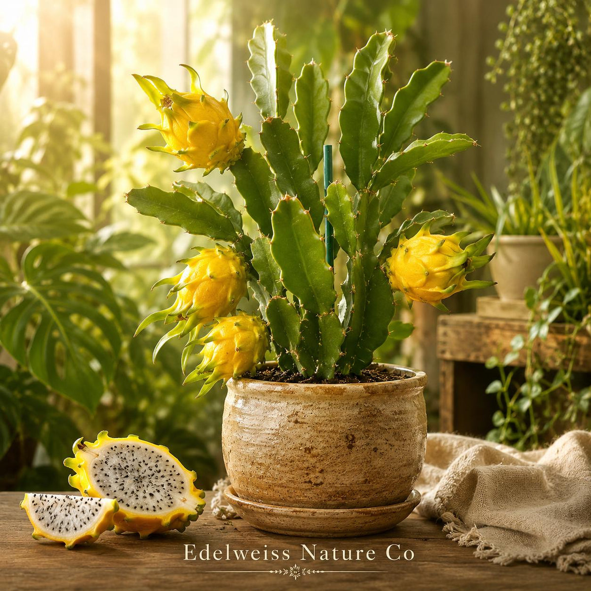 Yellow Pitaya Live Plant | Selenicereus megalanthus Dragon Fruit Cactus Starter Plant