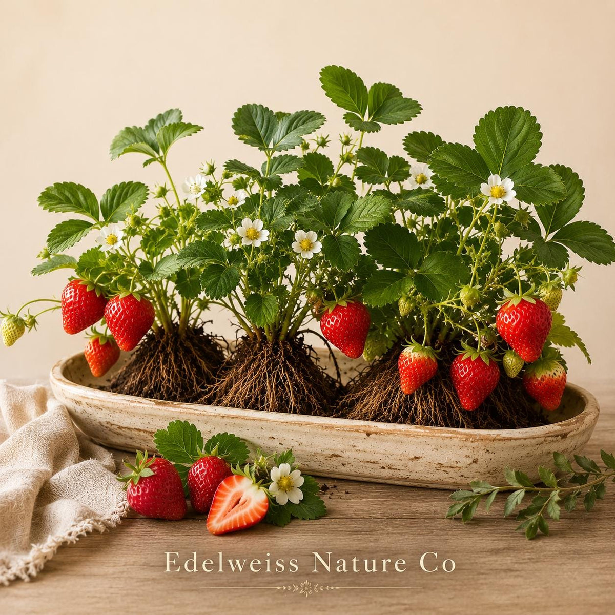 20 Chandler Strawberry Bare Roots – Springbearing Live Plants for Edible Berry Gardens