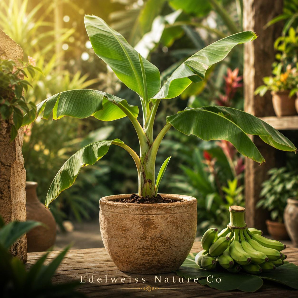 Dwarf Nam Wah Banana Plant Starter | Live Musa Tropical Banana Tree | Rooted Edible Garden Plant
