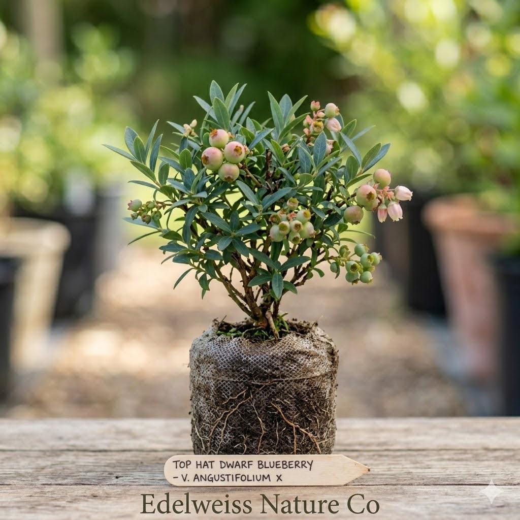 Top Hat Dwarf Blueberry Starter Plant | Vaccinium angustifolium Live Berry Bush