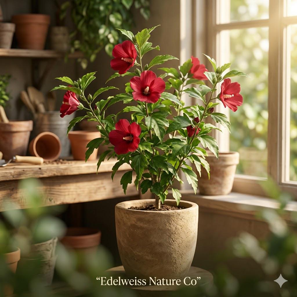 1 Red Althea Rose of Sharon Hibiscus Plant | 12-24" Bare Root Live Shrub