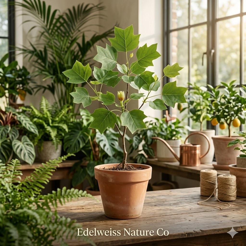 1 Tulip Poplar Tree, 12-24" Bare Root Starter Plant, Fast Growing Shade Tree