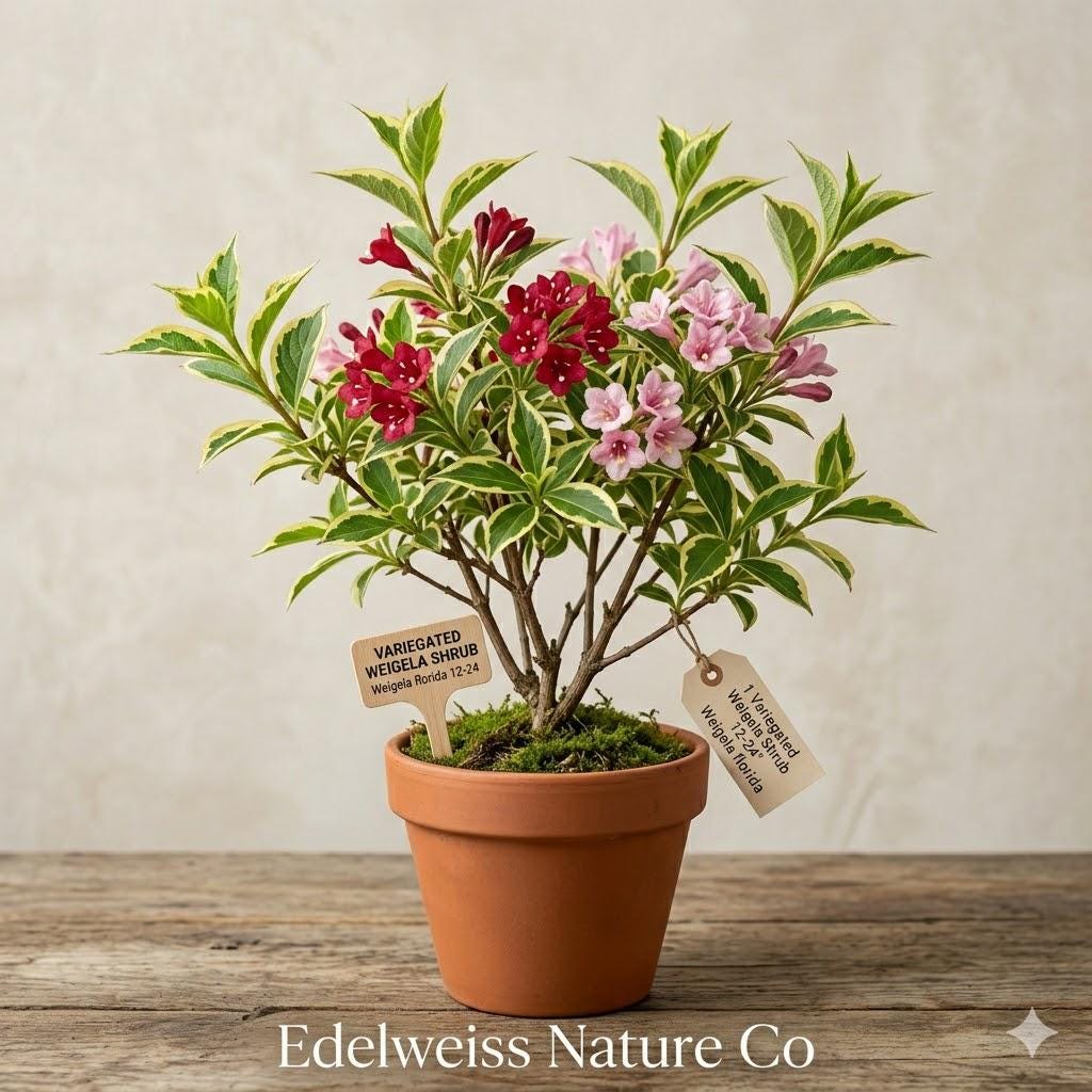 1 Variegated Weigela Shrub | Weigela florida Bare Root Plant for Easy-Grow Ornamental Flower Borders