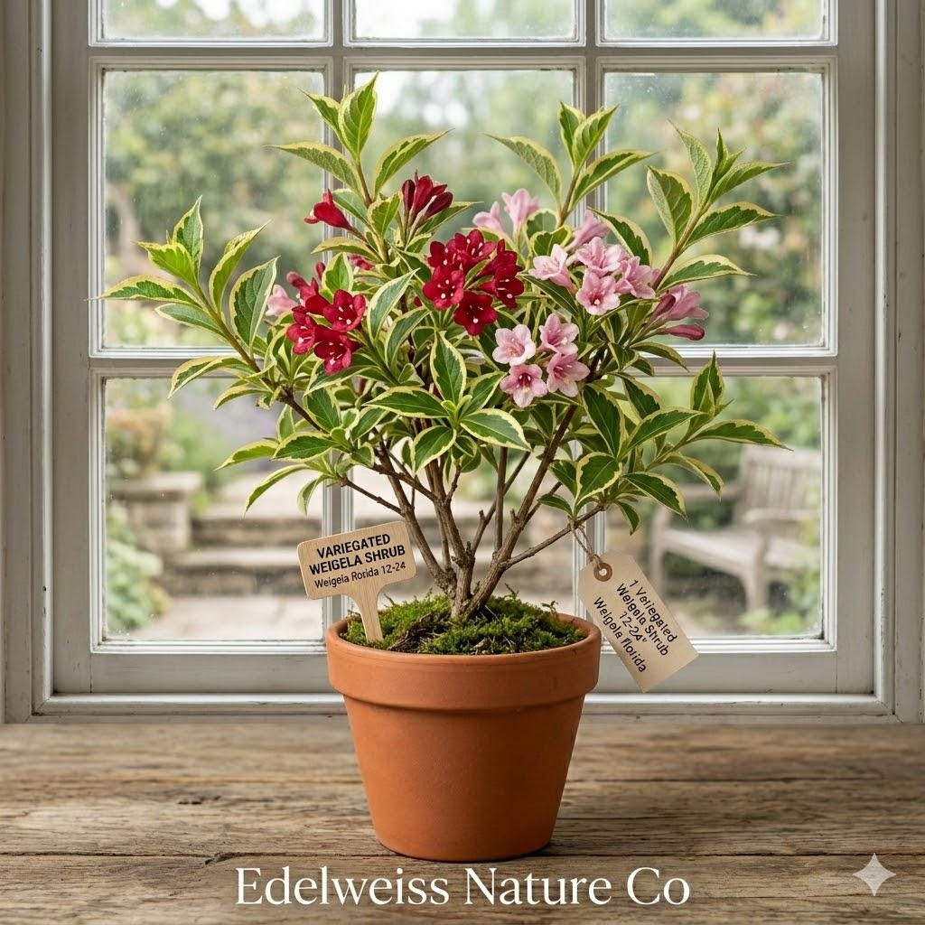 3 Variegated Weigela Shrubs | Weigela florida Bare Root Plants with Pink Flowers