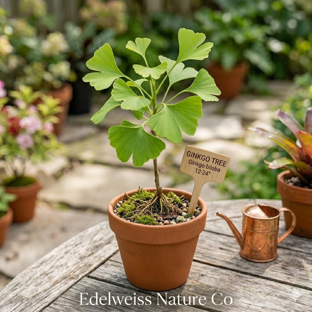 3 Ginkgo Biloba Bare Root Trees, 12-24" Maidenhair Ornamental Starter Plants