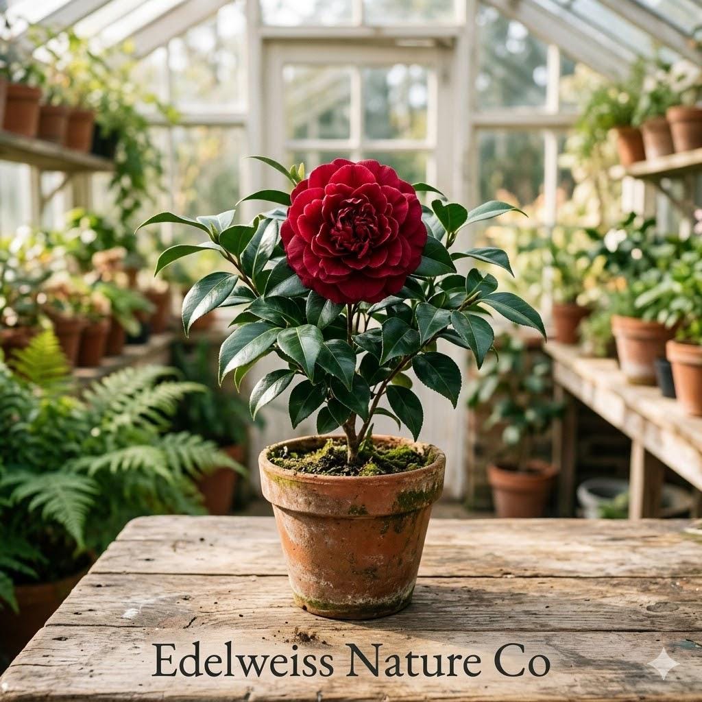 1 Bonanza Camellia Japonica Live Starter Plant | Rare Evergreen Flowering Shrub