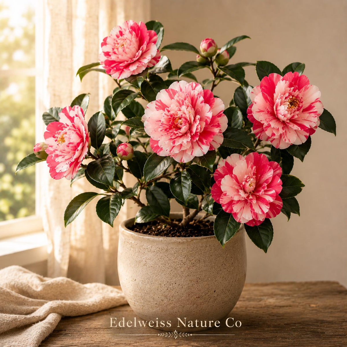 1 Tama Electra Camellia Japonica Starter Plant | Unique Bloom Evergreen Shrub