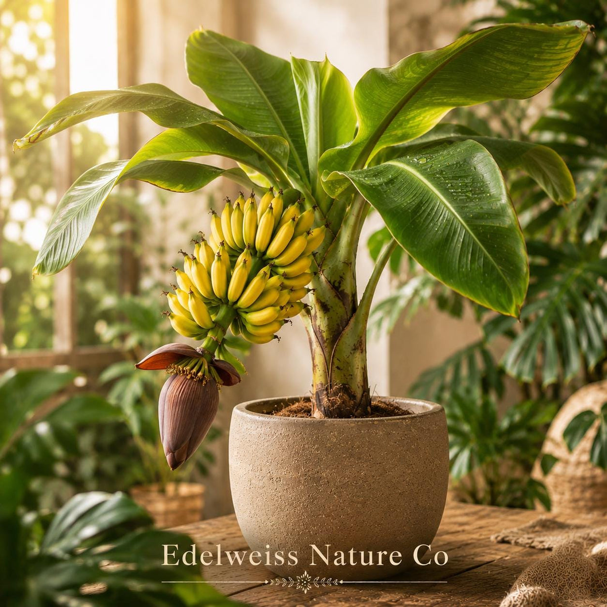 Double Mahoi Dwarf Banana Plant | Live Tropical Fruit Starter (Musa)