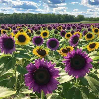 50 Rare Purple Sunflower Seeds - Heirloom ‘Violet Glow’ - Stunning Garden Flowers - Easy to Grow - Unique Bloom for Landscaping