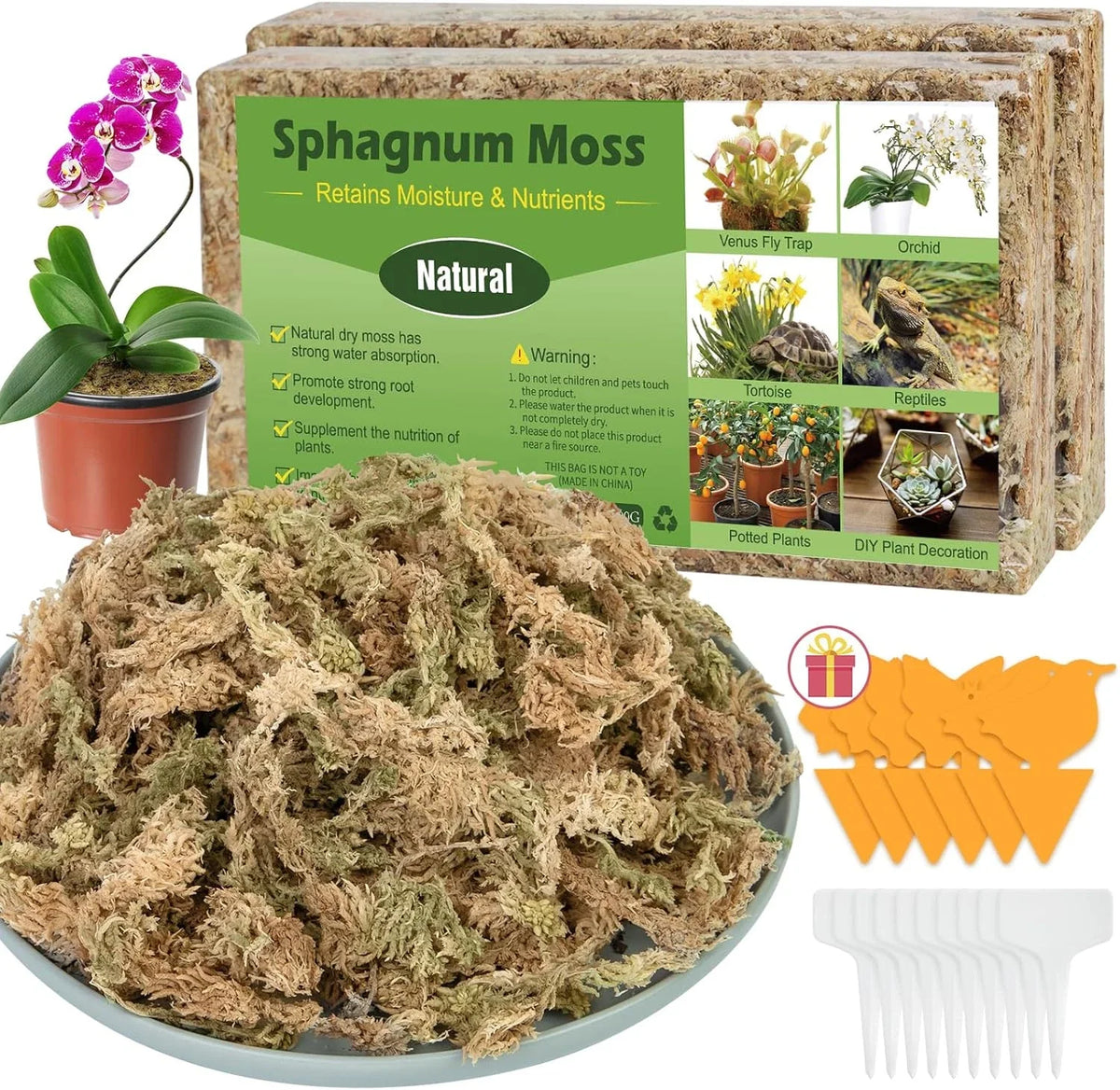 50QT Sphagnum Moss for Plants & Reptiles, Orchid Potting Mix, Natural Growing Medium, Sphagnum magellanicum